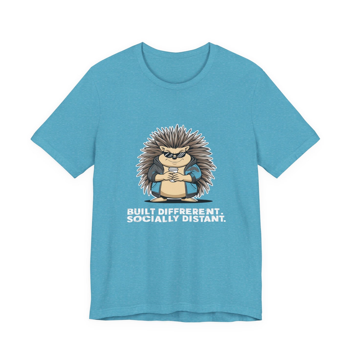 Quirky Socially Distant Tee, Graphic Tee, Casual Wear, Gift for Friends, Unisex T-Shirt, Hedgehog Humor Shirt