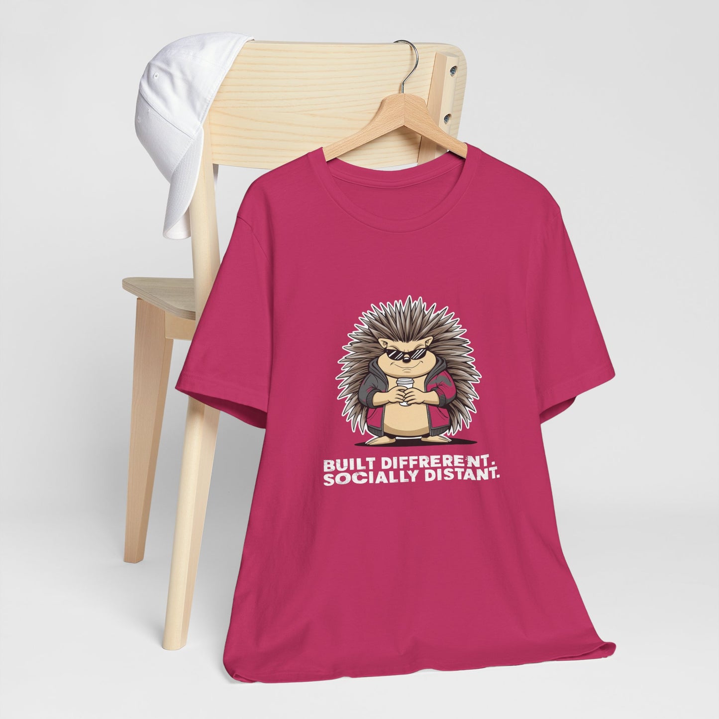Quirky Socially Distant Tee, Graphic Tee, Casual Wear, Gift for Friends, Unisex T-Shirt, Hedgehog Humor Shirt