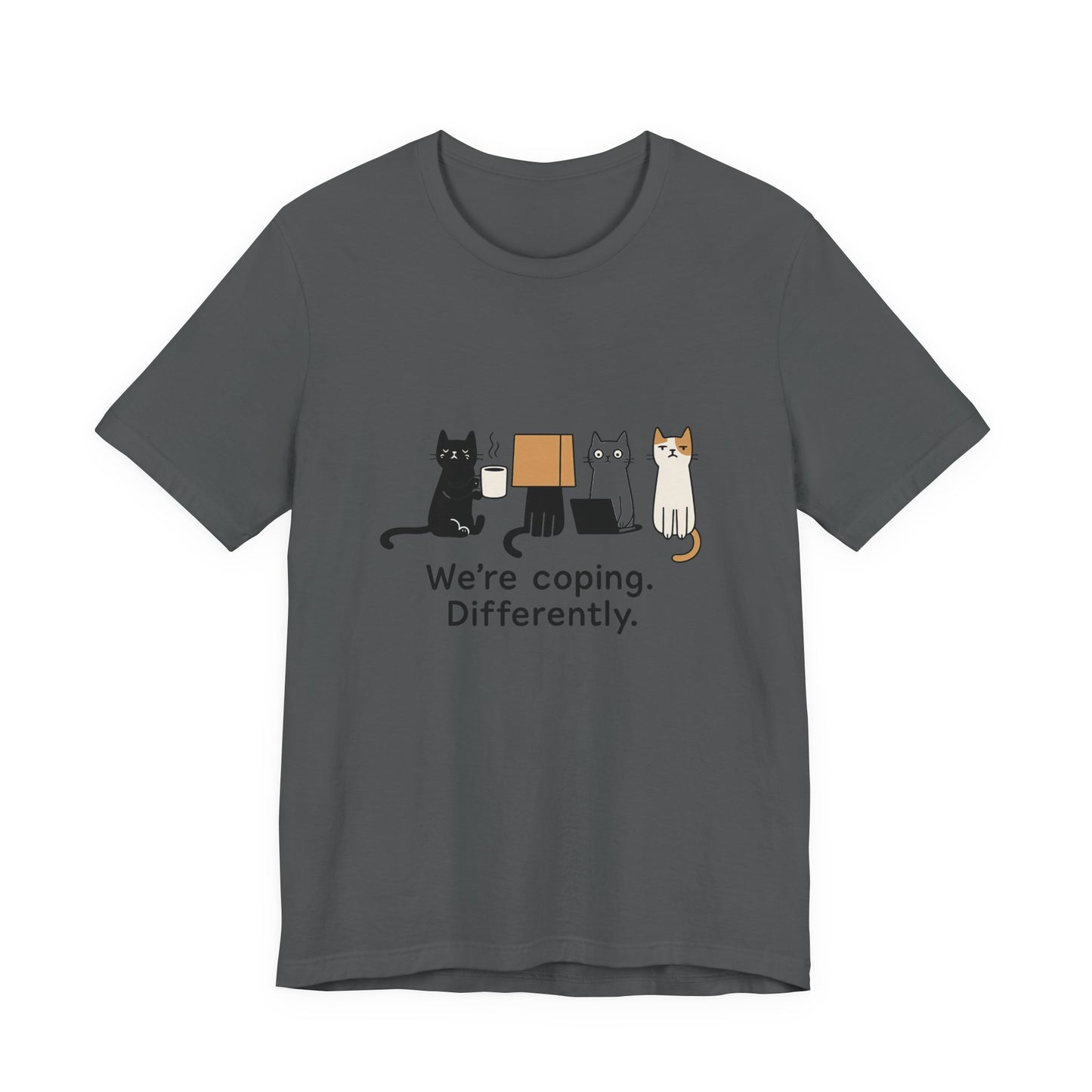 Coping Cat Tee, Unisex T-Shirt, Funny Cat Lover Gift, Unique Pet Owners Shirt, Gift for Cat Enthusiasts