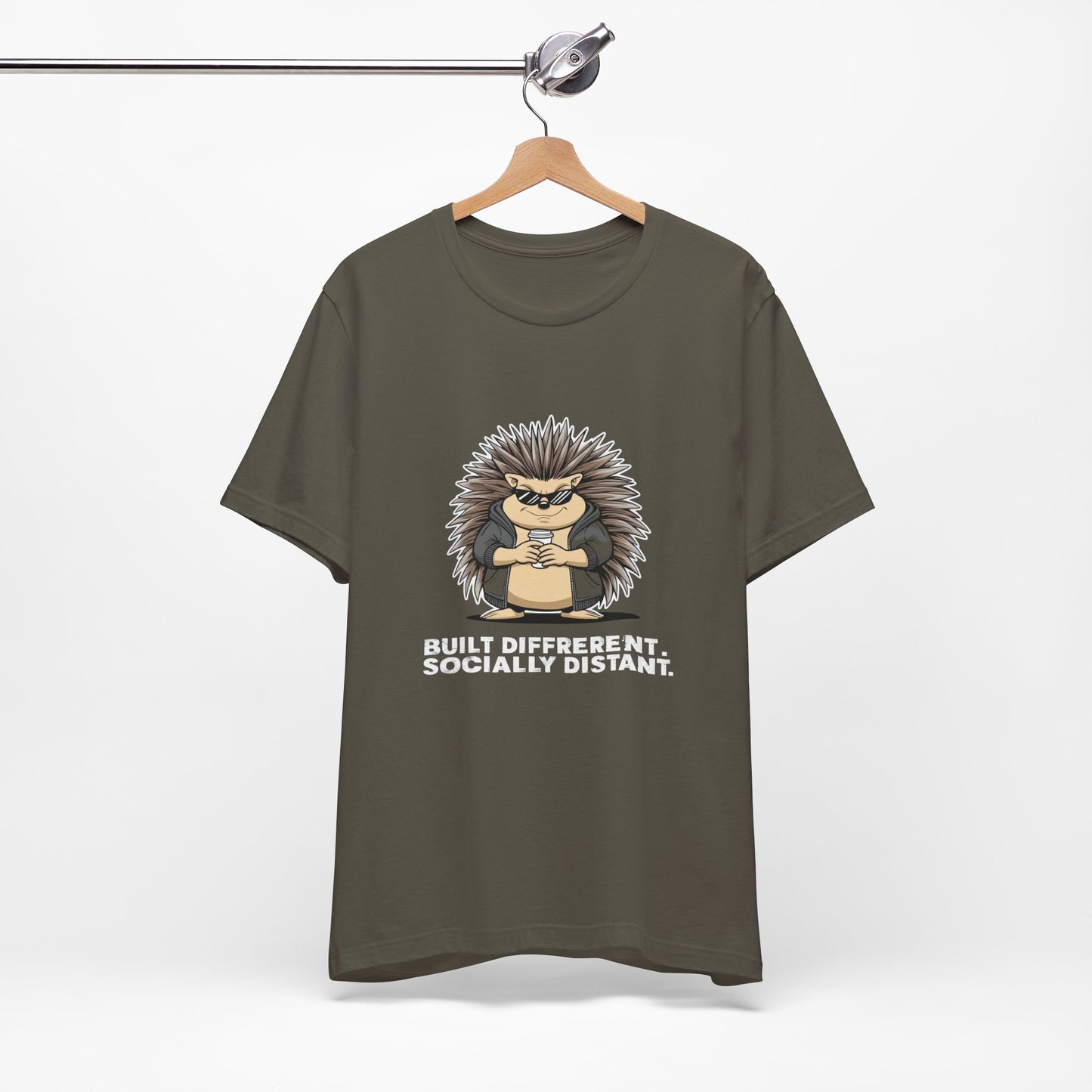 Quirky Socially Distant Tee, Graphic Tee, Casual Wear, Gift for Friends, Unisex T-Shirt, Hedgehog Humor Shirt