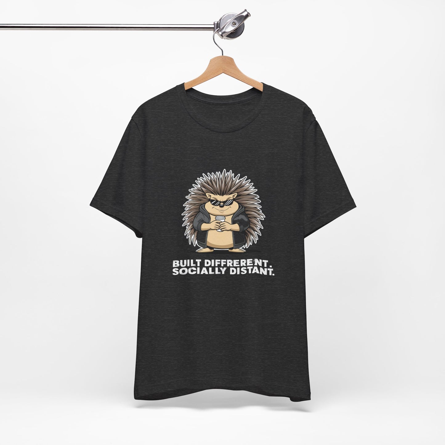 Quirky Socially Distant Tee, Graphic Tee, Casual Wear, Gift for Friends, Unisex T-Shirt, Hedgehog Humor Shirt