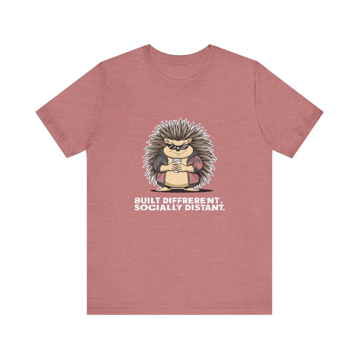 Quirky Socially Distant Tee, Graphic Tee, Casual Wear, Gift for Friends, Unisex T-Shirt, Hedgehog Humor Shirt