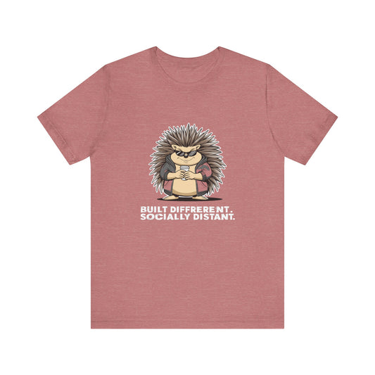 Quirky Socially Distant Tee, Graphic Tee, Casual Wear, Gift for Friends, Unisex T-Shirt, Hedgehog Humor Shirt