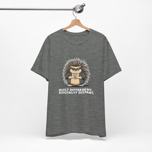 Quirky Socially Distant Tee, Graphic Tee, Casual Wear, Gift for Friends, Unisex T-Shirt, Hedgehog Humor Shirt