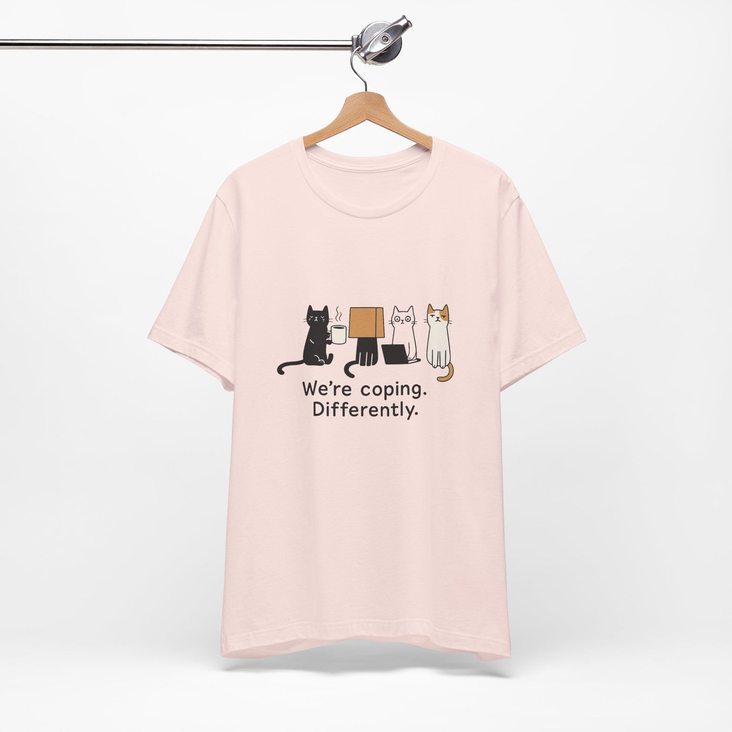 Coping Cat Tee, Unisex T-Shirt, Funny Cat Lover Gift, Unique Pet Owners Shirt, Gift for Cat Enthusiasts