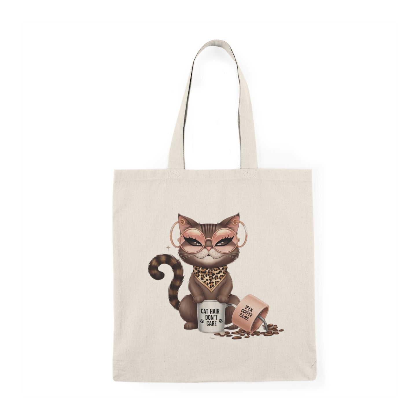 Cafe Cat Cotton Canvas Tote Bag for Cat Lovers, Eco-Friendly Shopping Bag, Gift for Pet Owners, Cute Animal Tote, Cat Themed Accessory