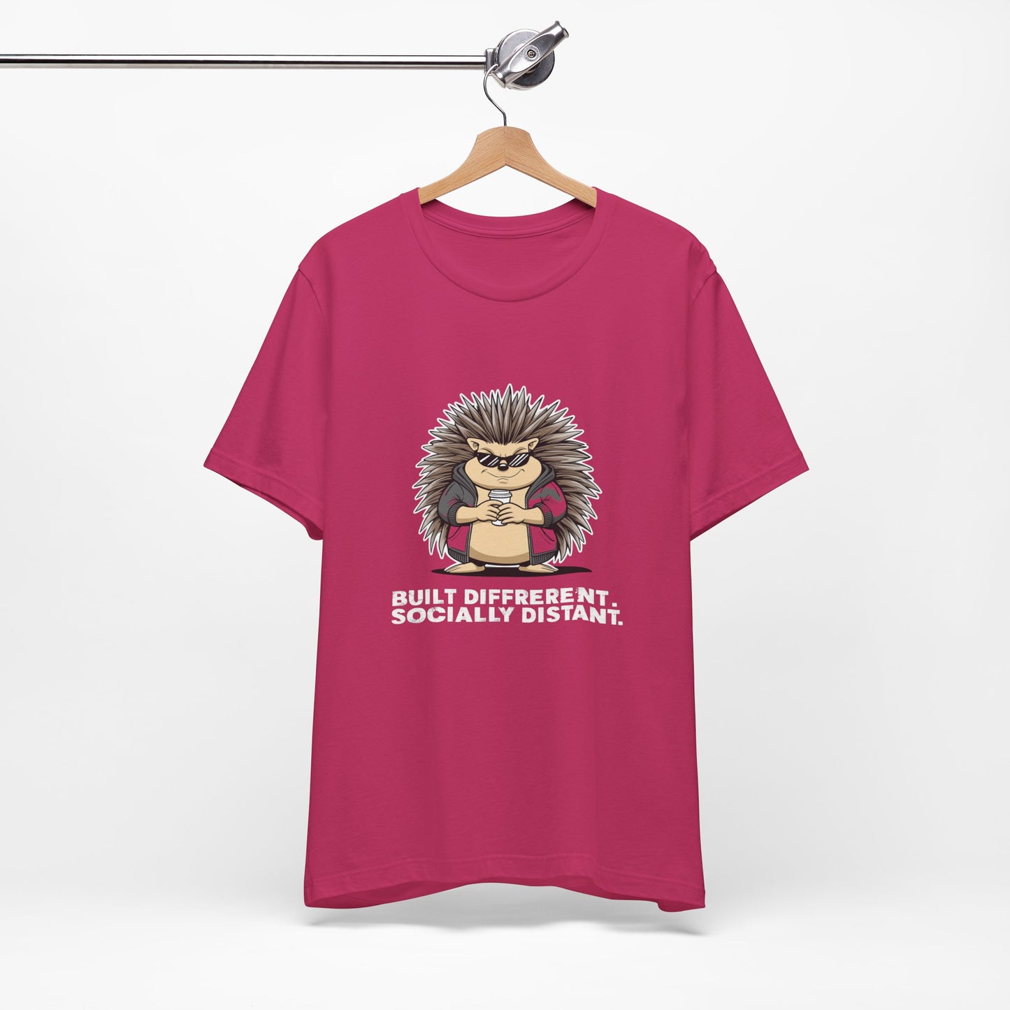 Quirky Socially Distant Tee, Graphic Tee, Casual Wear, Gift for Friends, Unisex T-Shirt, Hedgehog Humor Shirt
