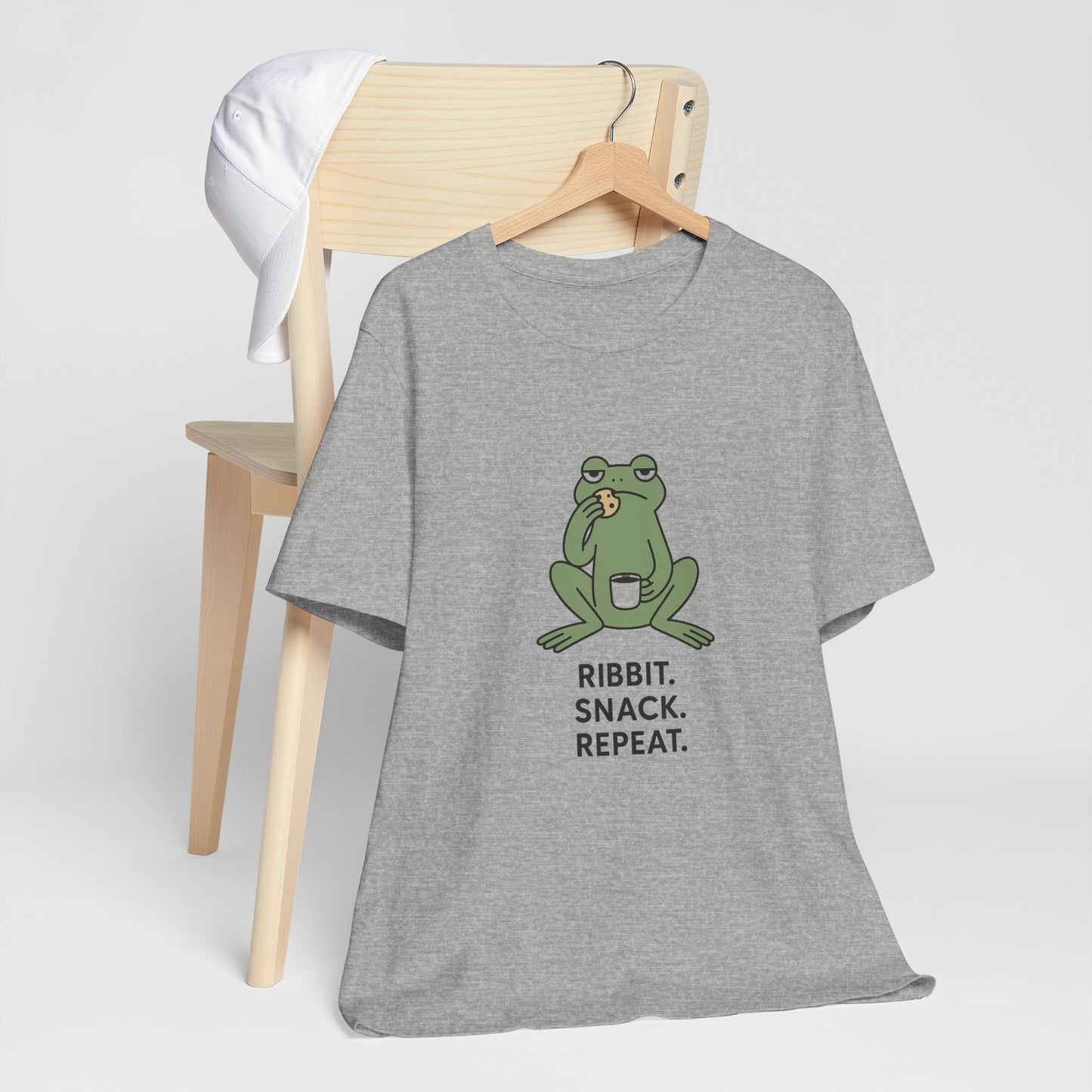 Frog Snack Vibes Unisex Tee - Fun Casual Shirt for Nature Lovers, Ribbit Snack Repeat Tee, Gift for Frog Enthusiasts, Eco-Friendly Fashion