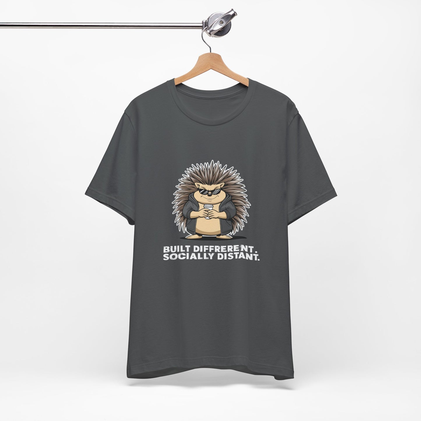 Quirky Socially Distant Tee, Graphic Tee, Casual Wear, Gift for Friends, Unisex T-Shirt, Hedgehog Humor Shirt
