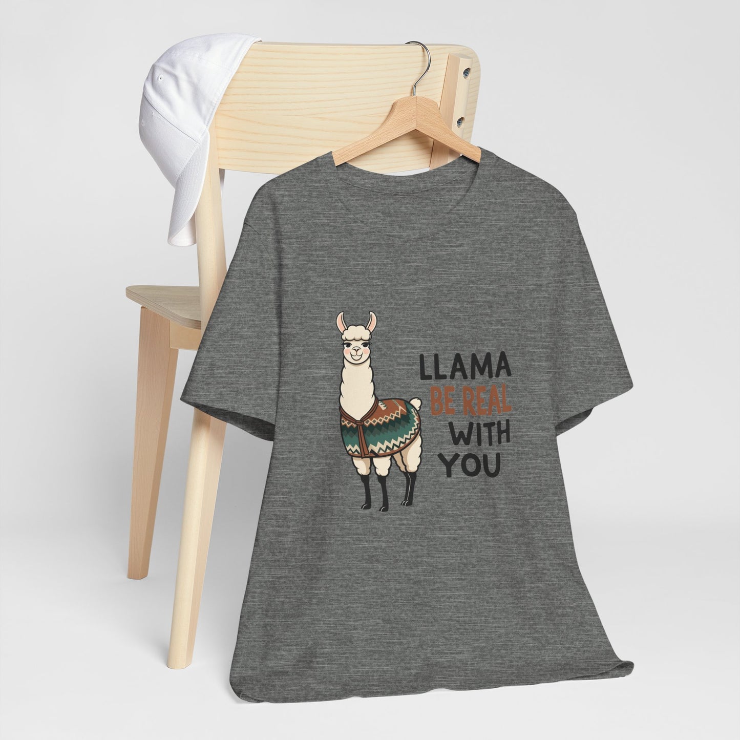 Llama Graphic Tee - Be Real With You - Cute Animal T-Shirt, Funny Shirt for Animal Lovers, Ideal Gift for Friends, Casual Wear