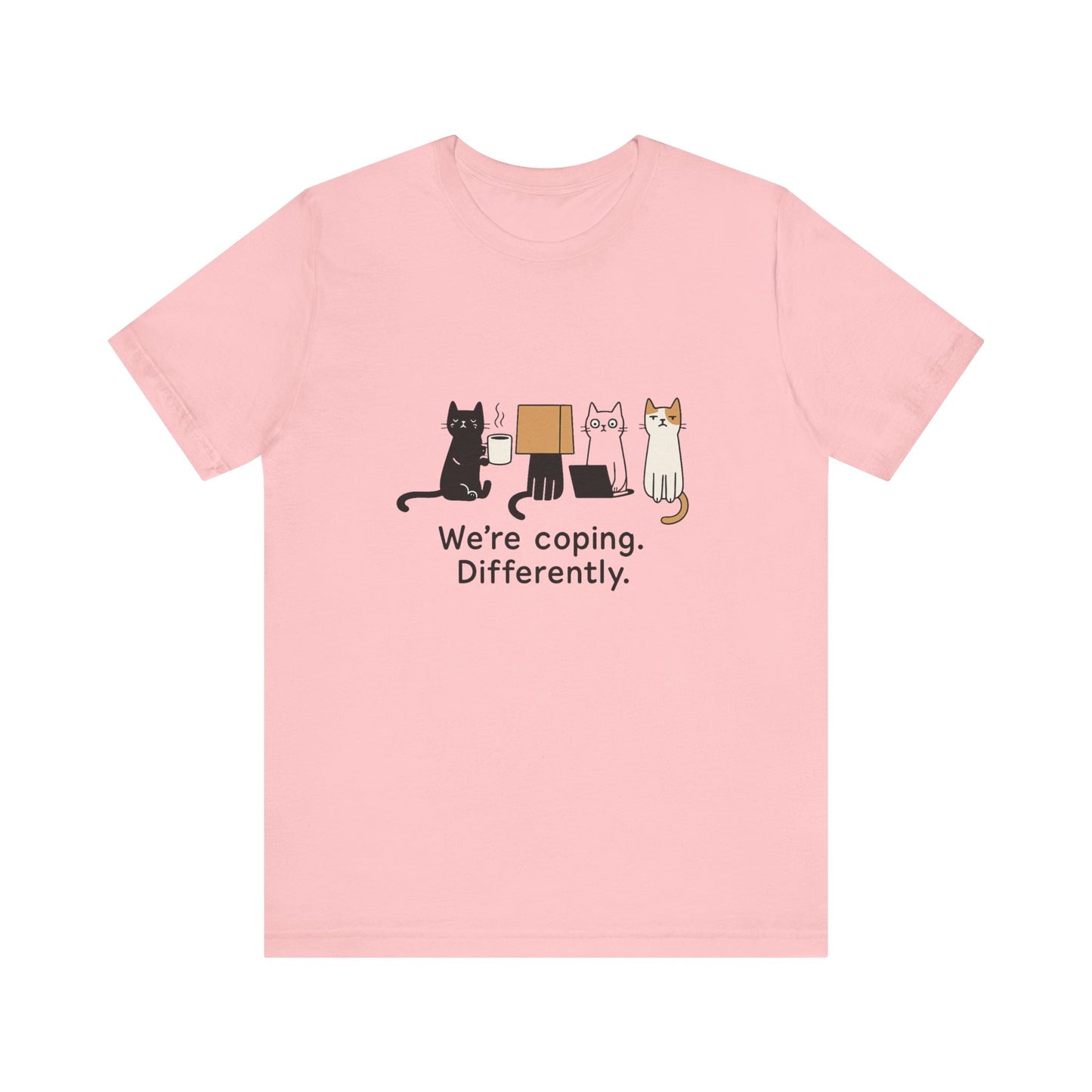 Coping Cat Tee, Unisex T-Shirt, Funny Cat Lover Gift, Unique Pet Owners Shirt, Gift for Cat Enthusiasts