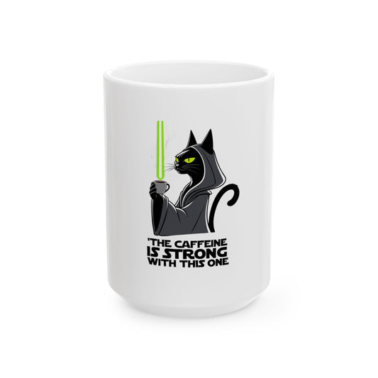 Star Wars Inspired Cat Mug, Funny Cat Coffee Cup, Geeky Gift for Cat Lovers, Unique Ceramic Mug for Caffeine Lovers, 11oz and 15oz