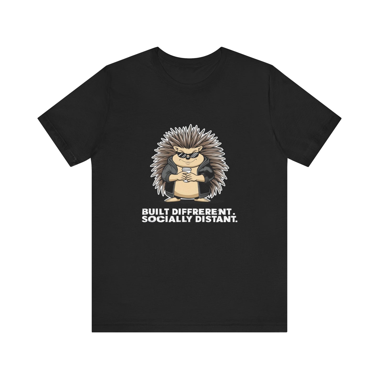 Quirky Socially Distant Tee, Graphic Tee, Casual Wear, Gift for Friends, Unisex T-Shirt, Hedgehog Humor Shirt