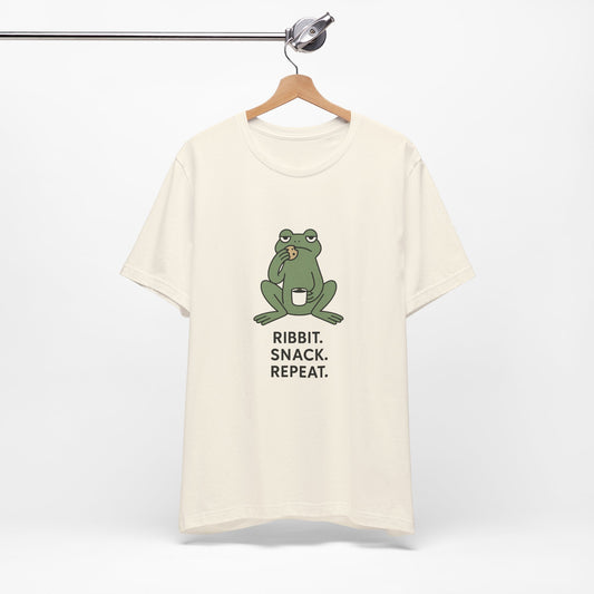 Frog Snack Vibes Unisex Tee - Fun Casual Shirt for Nature Lovers, Ribbit Snack Repeat Tee, Gift for Frog Enthusiasts, Eco-Friendly Fashion