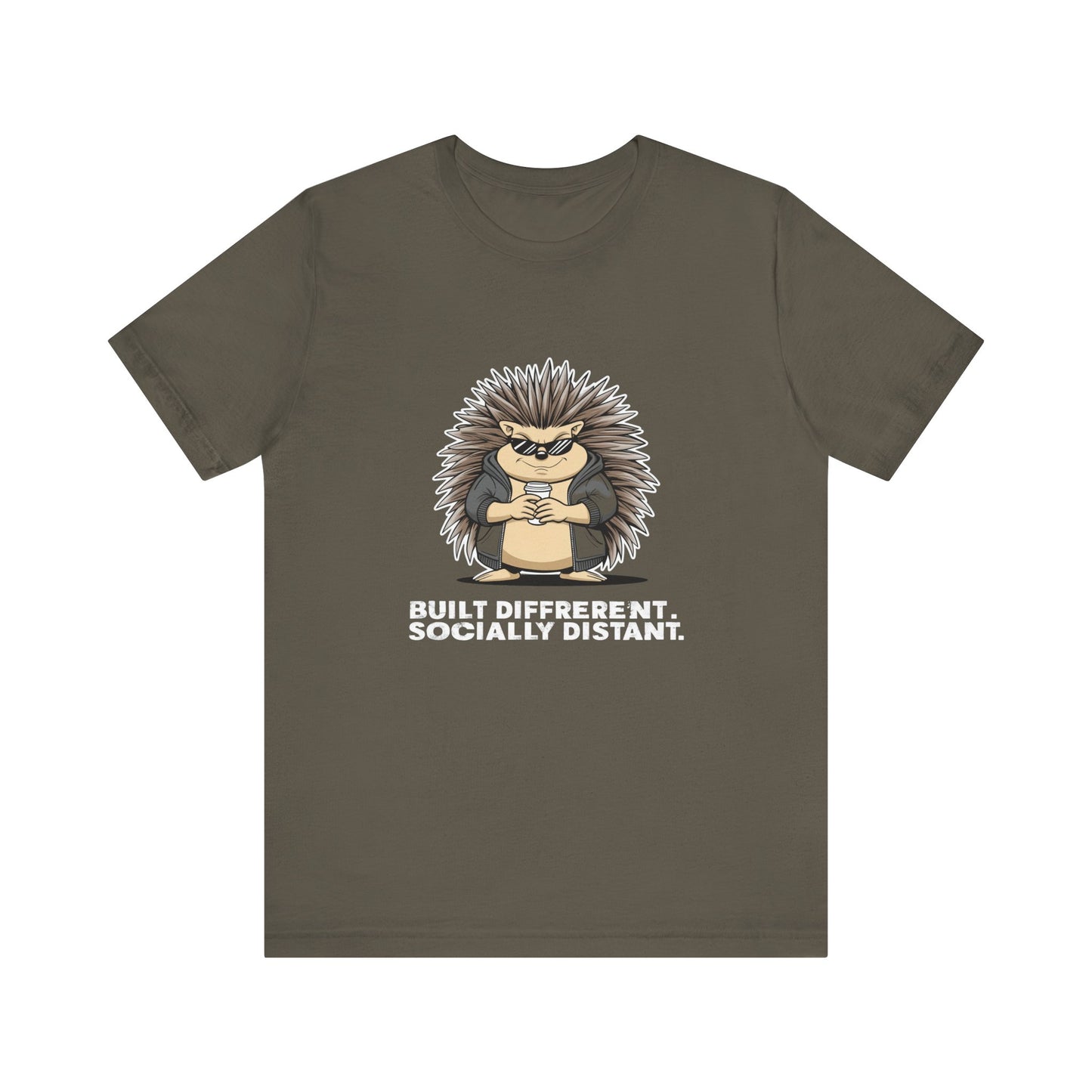 Quirky Socially Distant Tee, Graphic Tee, Casual Wear, Gift for Friends, Unisex T-Shirt, Hedgehog Humor Shirt