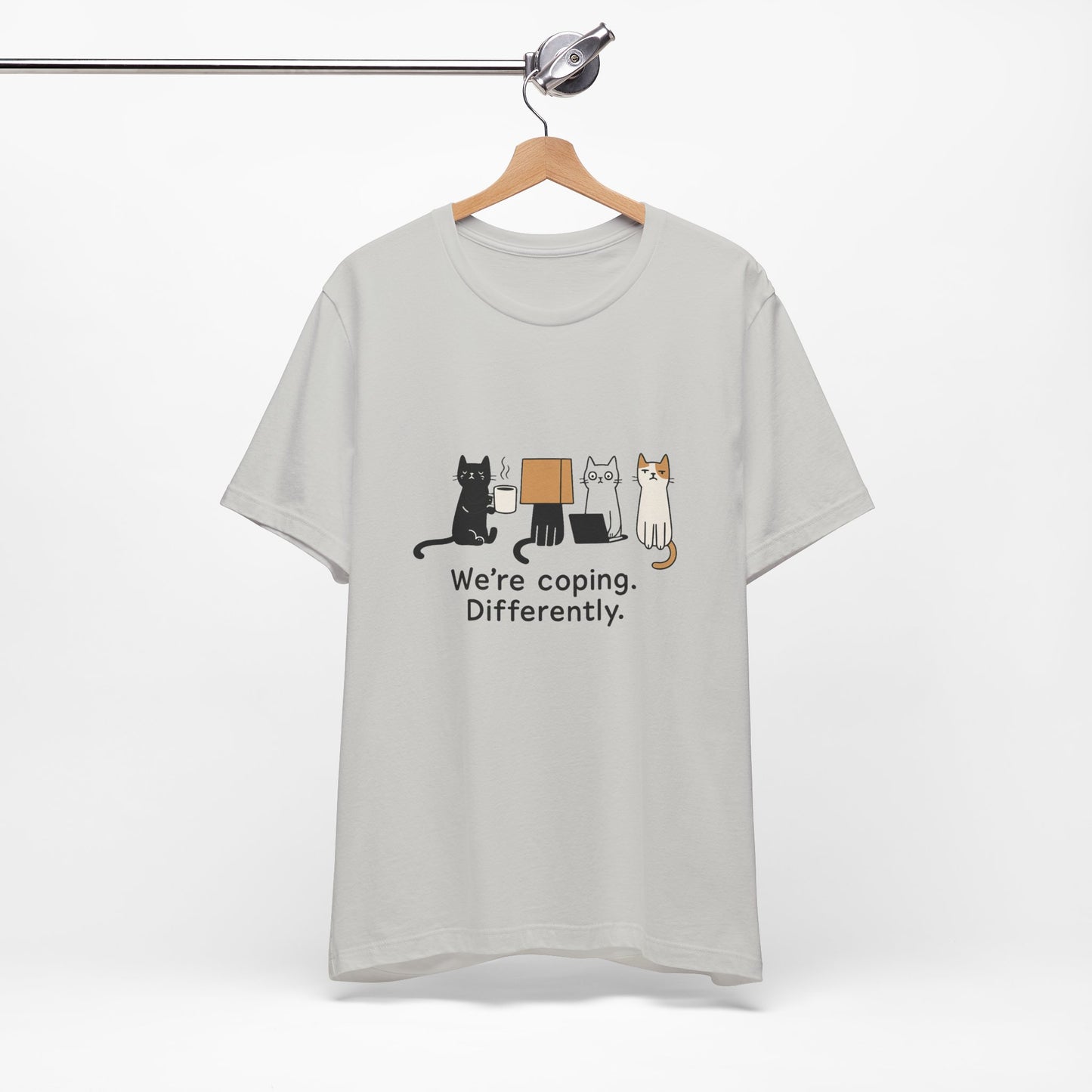Coping Cat Tee, Unisex T-Shirt, Funny Cat Lover Gift, Unique Pet Owners Shirt, Gift for Cat Enthusiasts