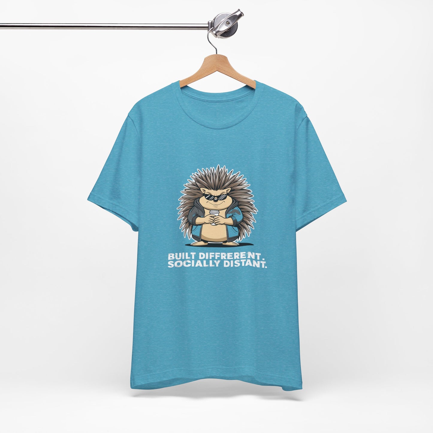 Quirky Socially Distant Tee, Graphic Tee, Casual Wear, Gift for Friends, Unisex T-Shirt, Hedgehog Humor Shirt