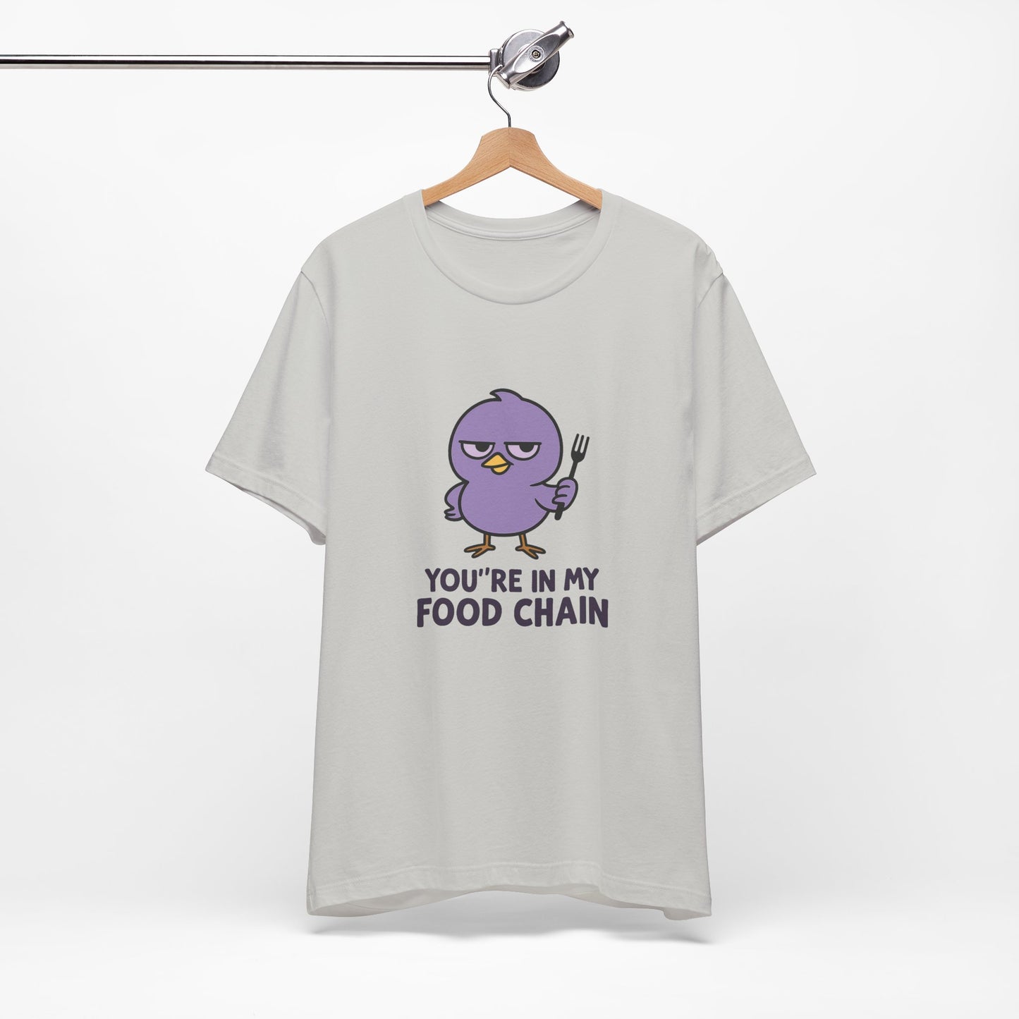 Funny Food Chain T-Shirt, Unisex Tee, Humorous Gift, Casual Wear, Bird Graphic Tee, Suitable for Birthdays, Comedy Enthusiasts