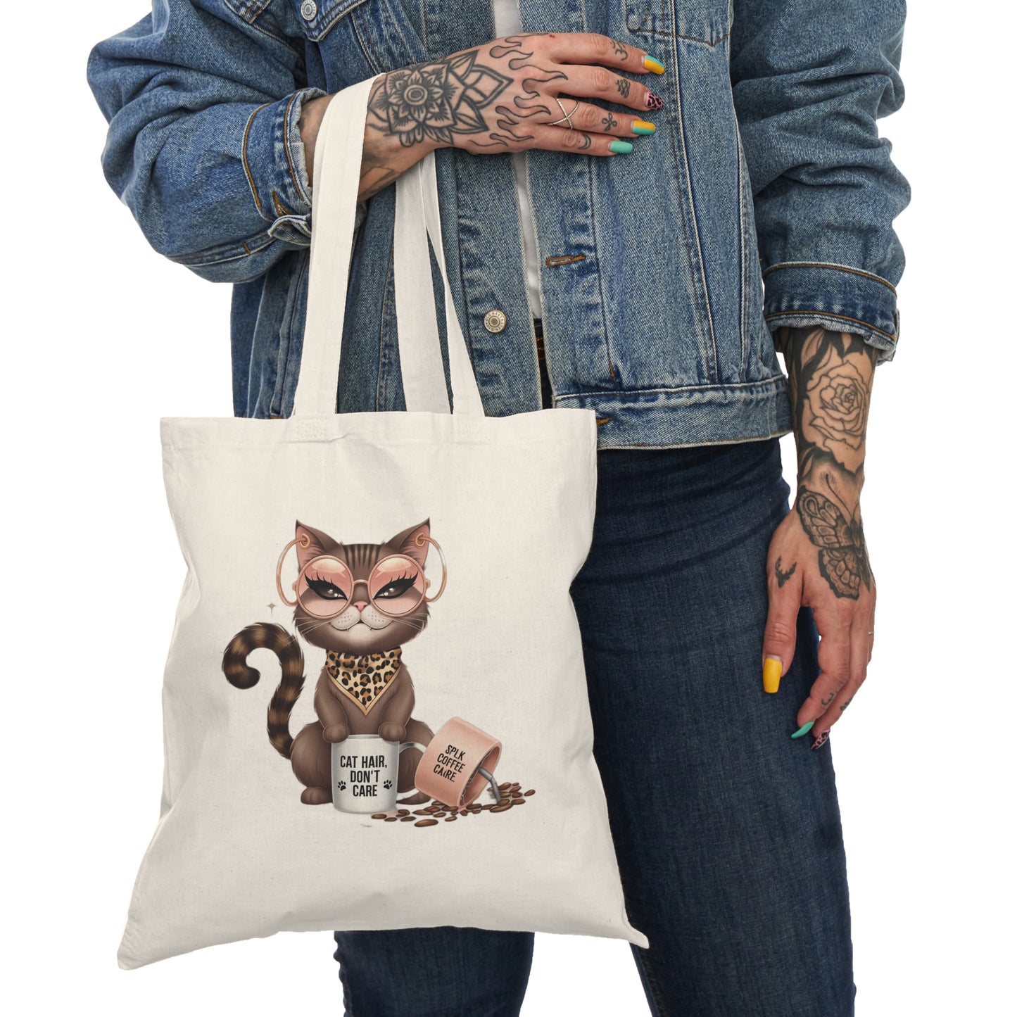 Cafe Cat Cotton Canvas Tote Bag for Cat Lovers, Eco-Friendly Shopping Bag, Gift for Pet Owners, Cute Animal Tote, Cat Themed Accessory