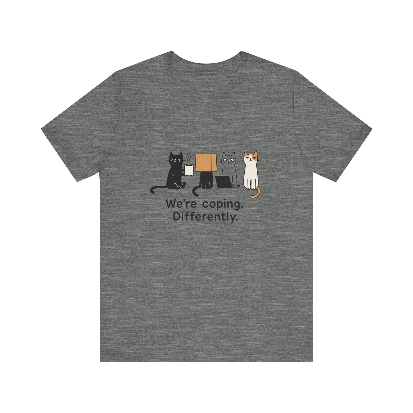 Coping Cat Tee, Unisex T-Shirt, Funny Cat Lover Gift, Unique Pet Owners Shirt, Gift for Cat Enthusiasts