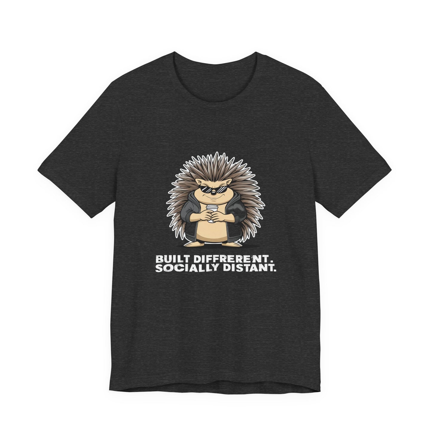 Quirky Socially Distant Tee, Graphic Tee, Casual Wear, Gift for Friends, Unisex T-Shirt, Hedgehog Humor Shirt