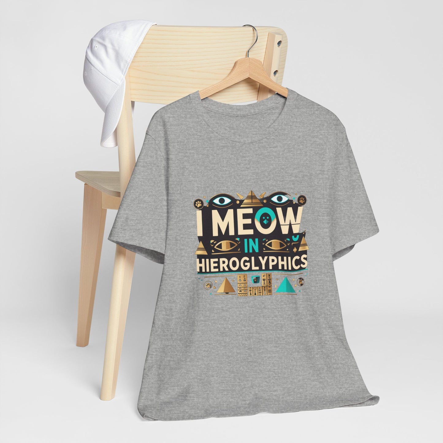 Egyptian Cat Humor Tee - I Meow in Hieroglyphics, Funny Apparel for Cat Lovers, Gift for Pet Owners, Cute Shirt, Animal T-Shirt