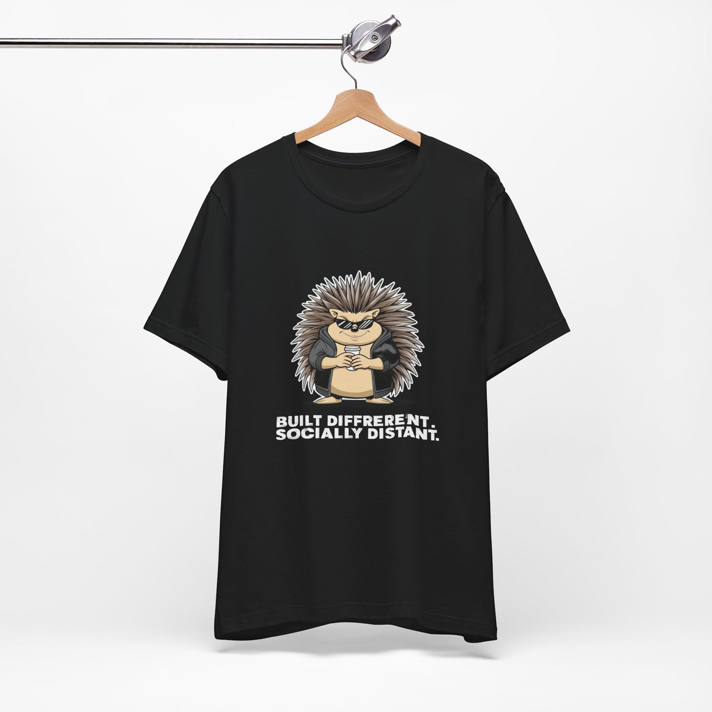 Quirky Socially Distant Tee, Graphic Tee, Casual Wear, Gift for Friends, Unisex T-Shirt, Hedgehog Humor Shirt