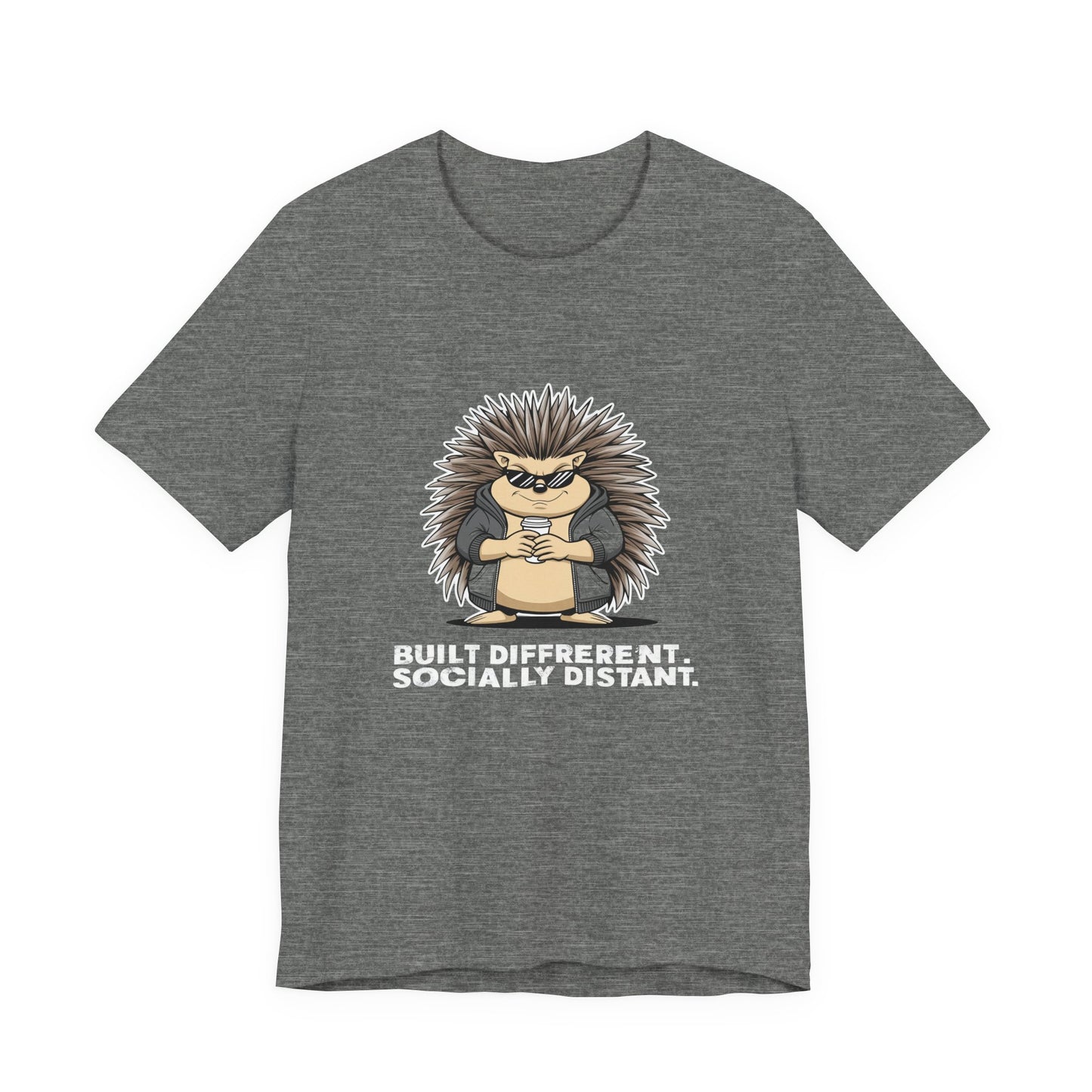 Quirky Socially Distant Tee, Graphic Tee, Casual Wear, Gift for Friends, Unisex T-Shirt, Hedgehog Humor Shirt