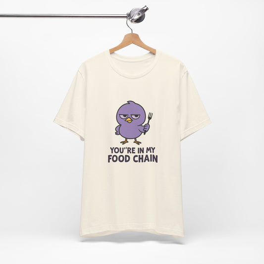 Funny Food Chain T-Shirt, Unisex Tee, Humorous Gift, Casual Wear, Bird Graphic Tee, Suitable for Birthdays, Comedy Enthusiasts