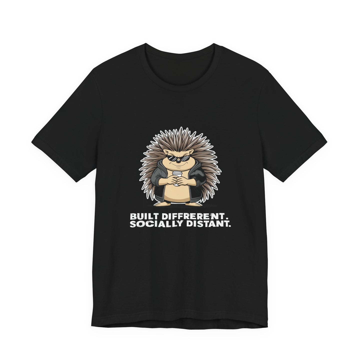 Quirky Socially Distant Tee, Graphic Tee, Casual Wear, Gift for Friends, Unisex T-Shirt, Hedgehog Humor Shirt