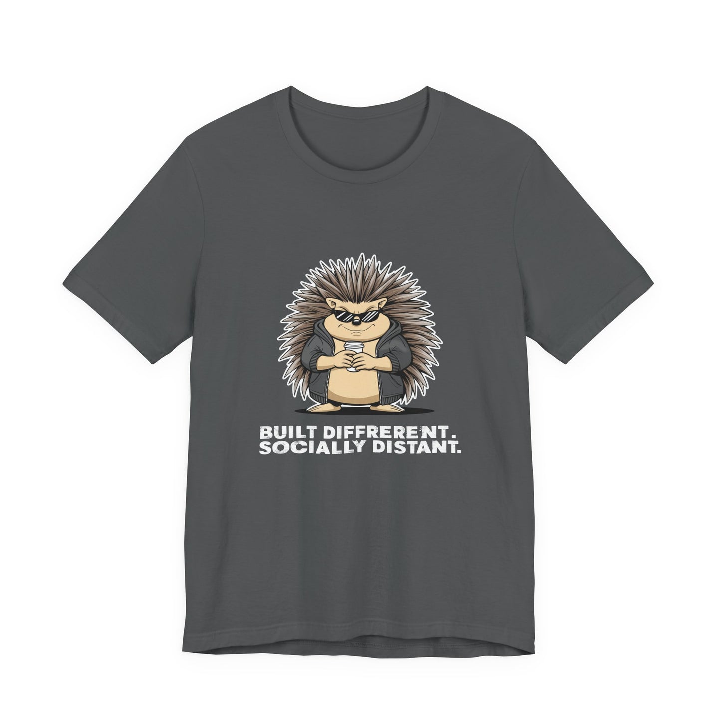 Quirky Socially Distant Tee, Graphic Tee, Casual Wear, Gift for Friends, Unisex T-Shirt, Hedgehog Humor Shirt