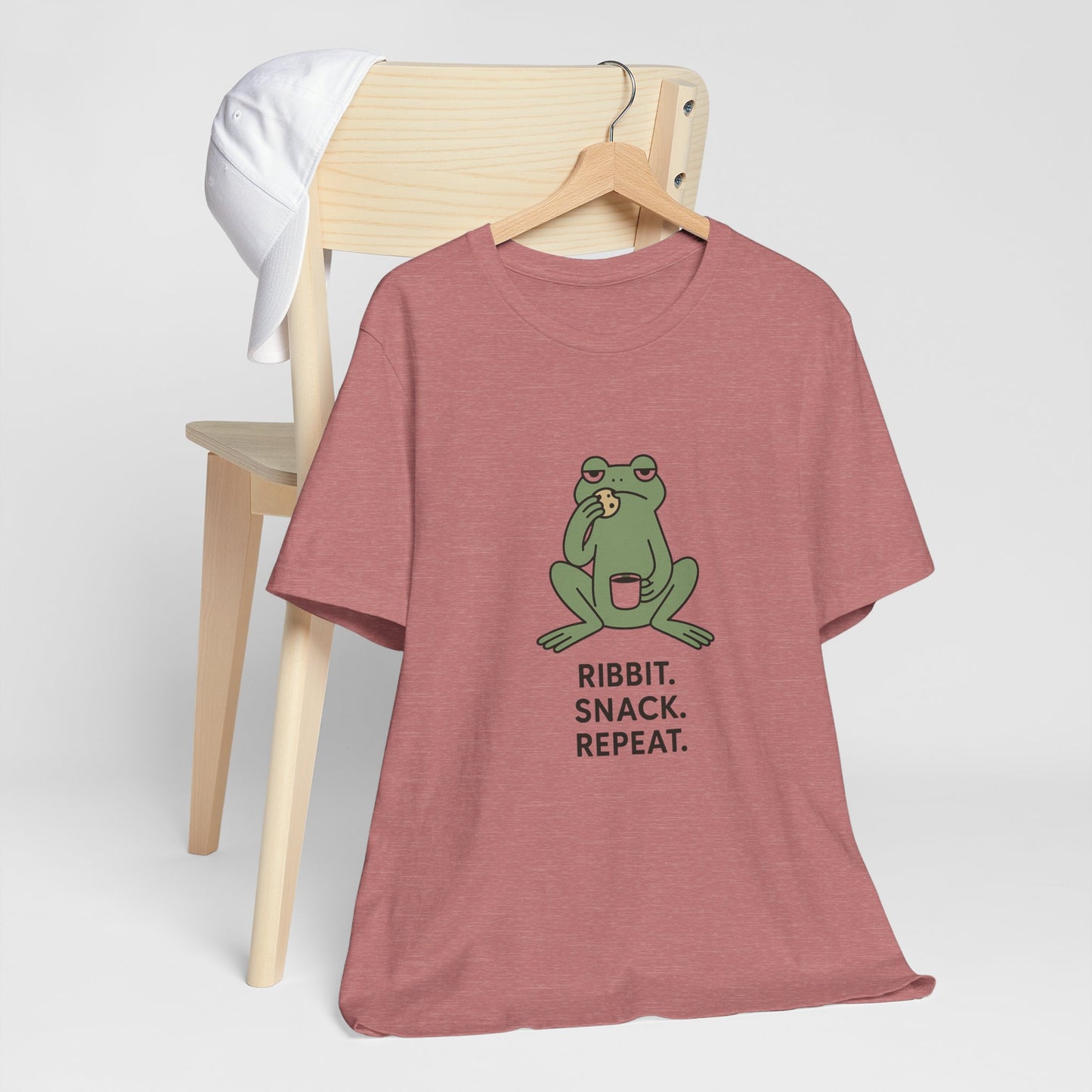 Frog Snack Vibes Unisex Tee - Fun Casual Shirt for Nature Lovers, Ribbit Snack Repeat Tee, Gift for Frog Enthusiasts, Eco-Friendly Fashion