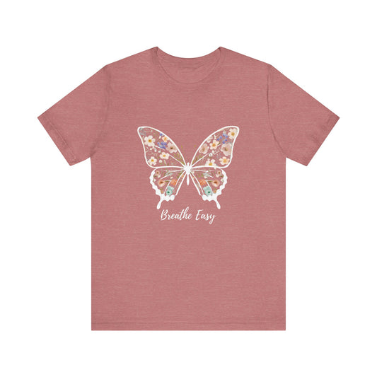 Floral Butterfly 'Breathe Easy' Tee - Relaxed Fit Unisex T-Shirt, Gift for Nature Lovers, Inspirational Shirt, Casual Wear, Summer Top