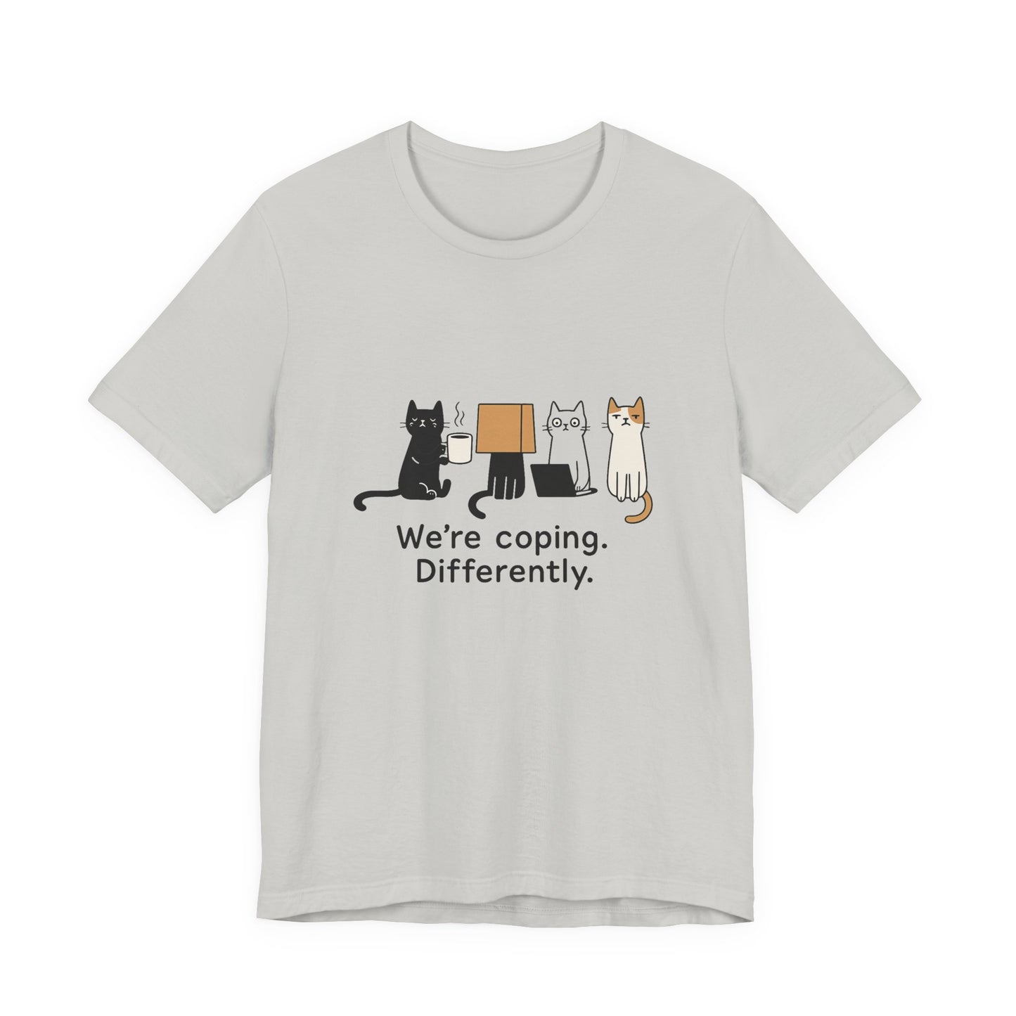 Coping Cat Tee, Unisex T-Shirt, Funny Cat Lover Gift, Unique Pet Owners Shirt, Gift for Cat Enthusiasts