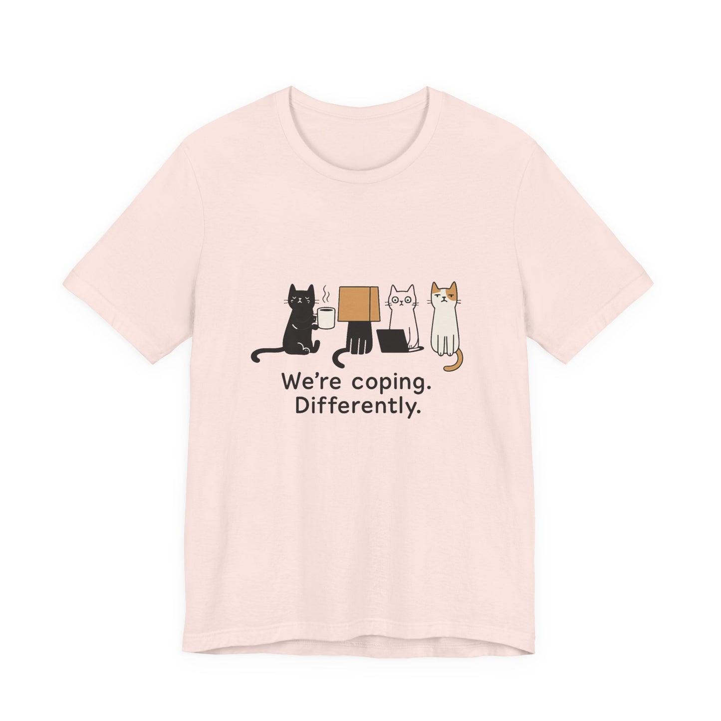 Coping Cat Tee, Unisex T-Shirt, Funny Cat Lover Gift, Unique Pet Owners Shirt, Gift for Cat Enthusiasts