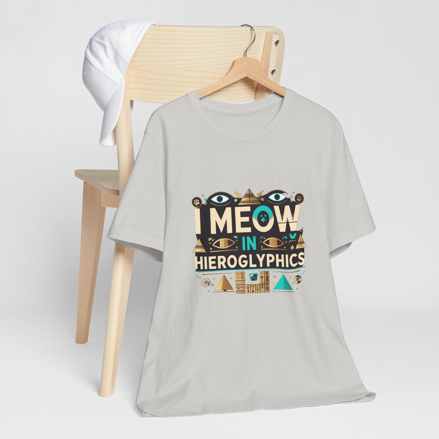 Egyptian Cat Humor Tee - I Meow in Hieroglyphics, Funny Apparel for Cat Lovers, Gift for Pet Owners, Cute Shirt, Animal T-Shirt