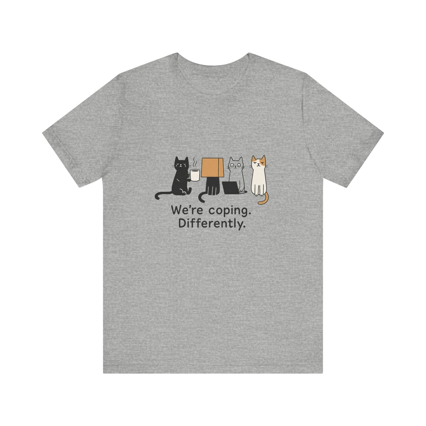 Coping Cat Tee, Unisex T-Shirt, Funny Cat Lover Gift, Unique Pet Owners Shirt, Gift for Cat Enthusiasts