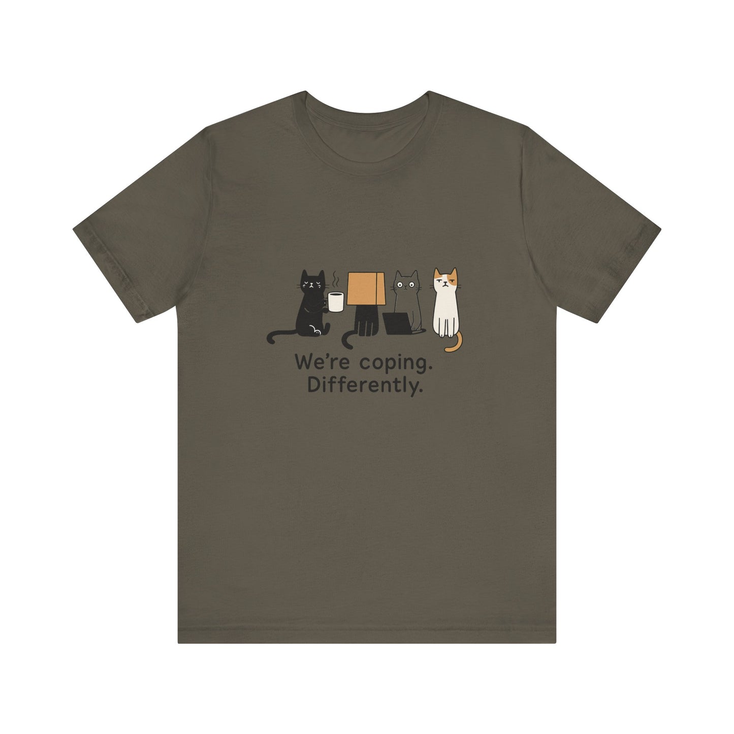 Coping Cat Tee, Unisex T-Shirt, Funny Cat Lover Gift, Unique Pet Owners Shirt, Gift for Cat Enthusiasts