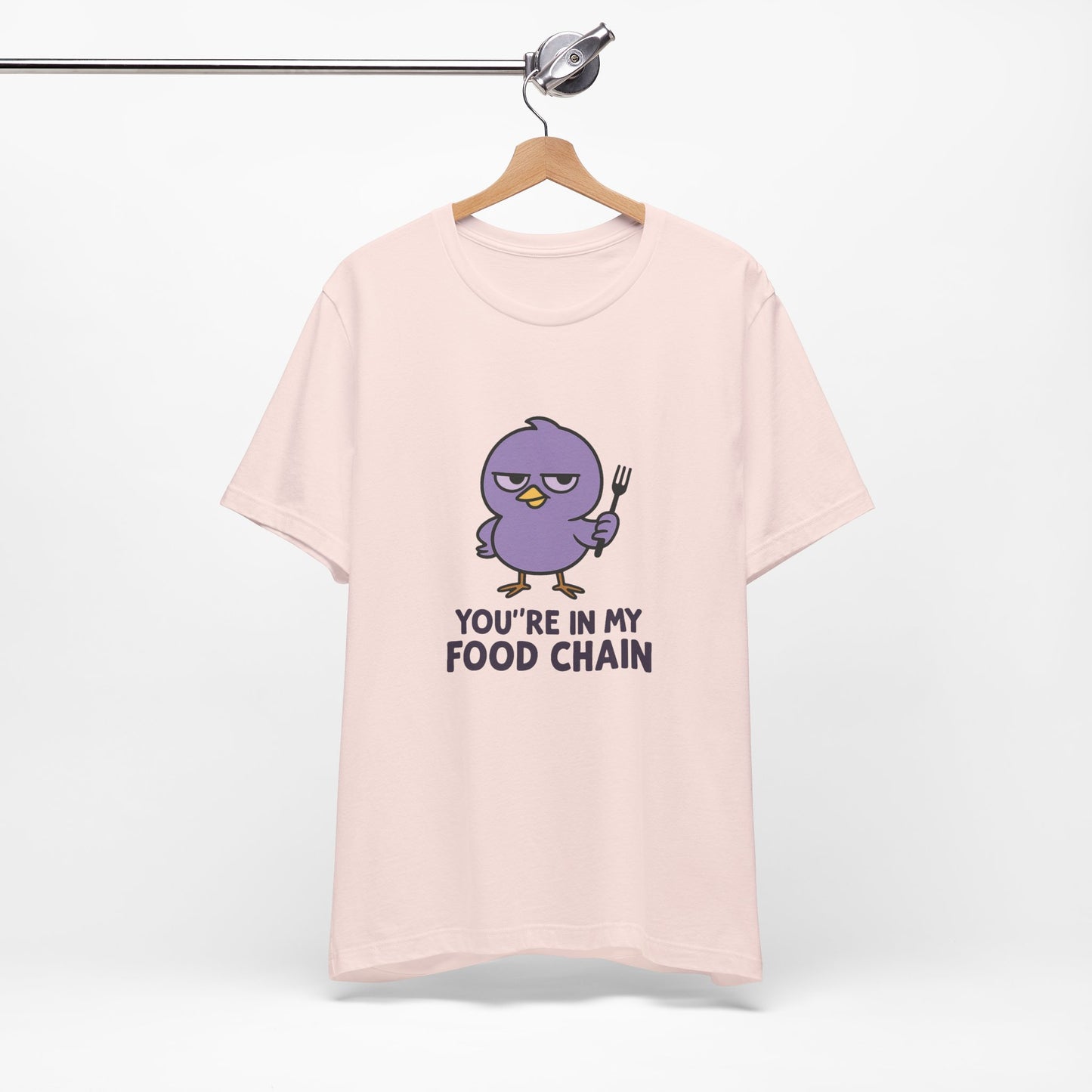 Funny Food Chain T-Shirt, Unisex Tee, Humorous Gift, Casual Wear, Bird Graphic Tee, Suitable for Birthdays, Comedy Enthusiasts