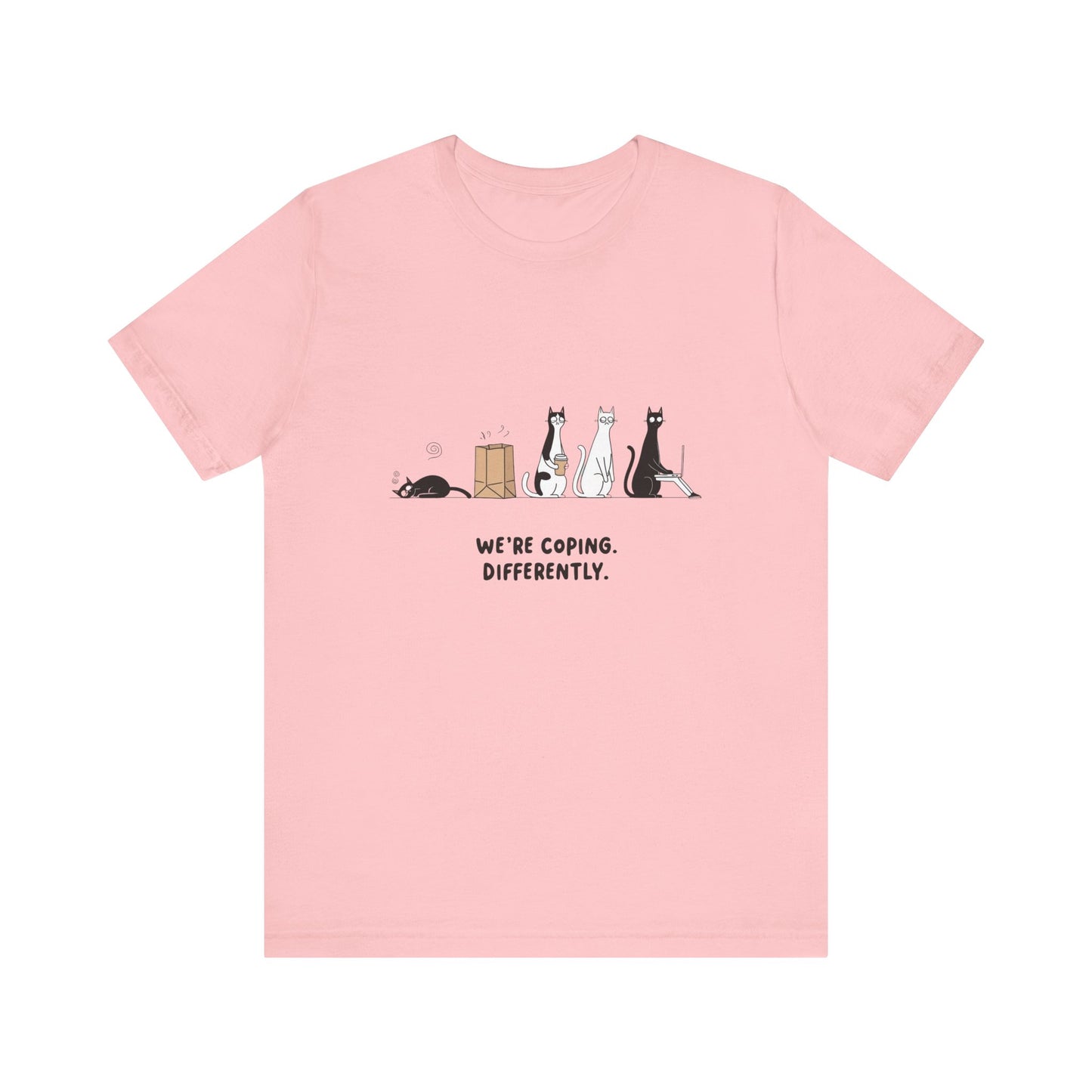 Quirky Cat Tee - We're Coping Differently, Cat Lovers Gift, Funny Pet Tee, Cute Animal Shirt, Unisex Graphic T-Shirt