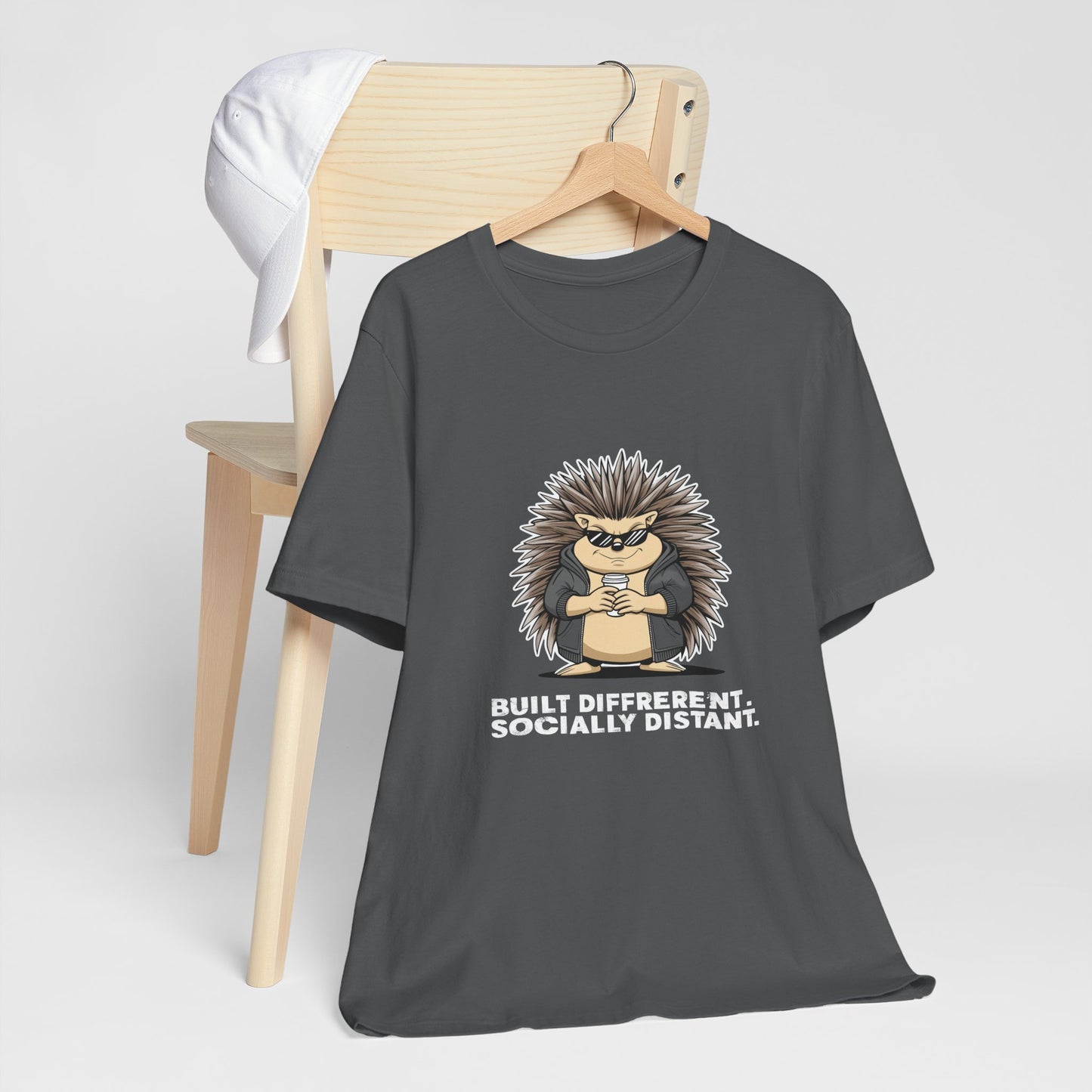 Quirky Socially Distant Tee, Graphic Tee, Casual Wear, Gift for Friends, Unisex T-Shirt, Hedgehog Humor Shirt