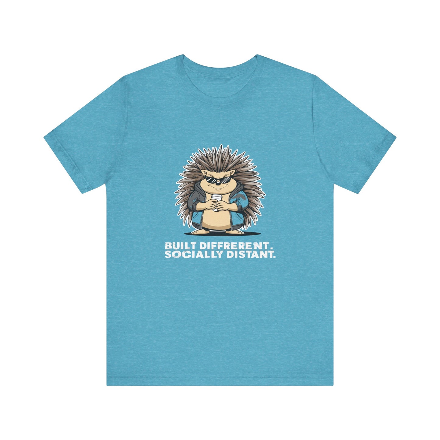 Quirky Socially Distant Tee, Graphic Tee, Casual Wear, Gift for Friends, Unisex T-Shirt, Hedgehog Humor Shirt
