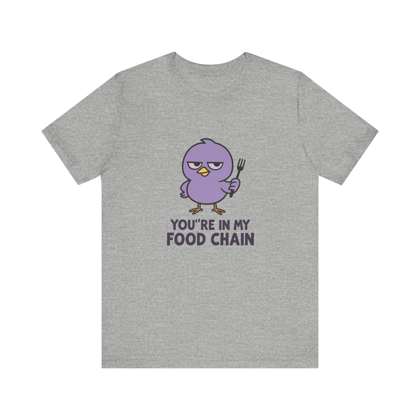 Funny Food Chain T-Shirt, Unisex Tee, Humorous Gift, Casual Wear, Bird Graphic Tee, Suitable for Birthdays, Comedy Enthusiasts