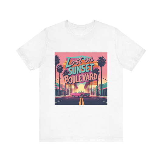 Retro Sunset Boulevard Tee - Unisex Jersey Short Sleeve T-Shirt, Vintage Vibe, Perfect for Summer, Road Trip Gift, Casual Wear, Beach Days