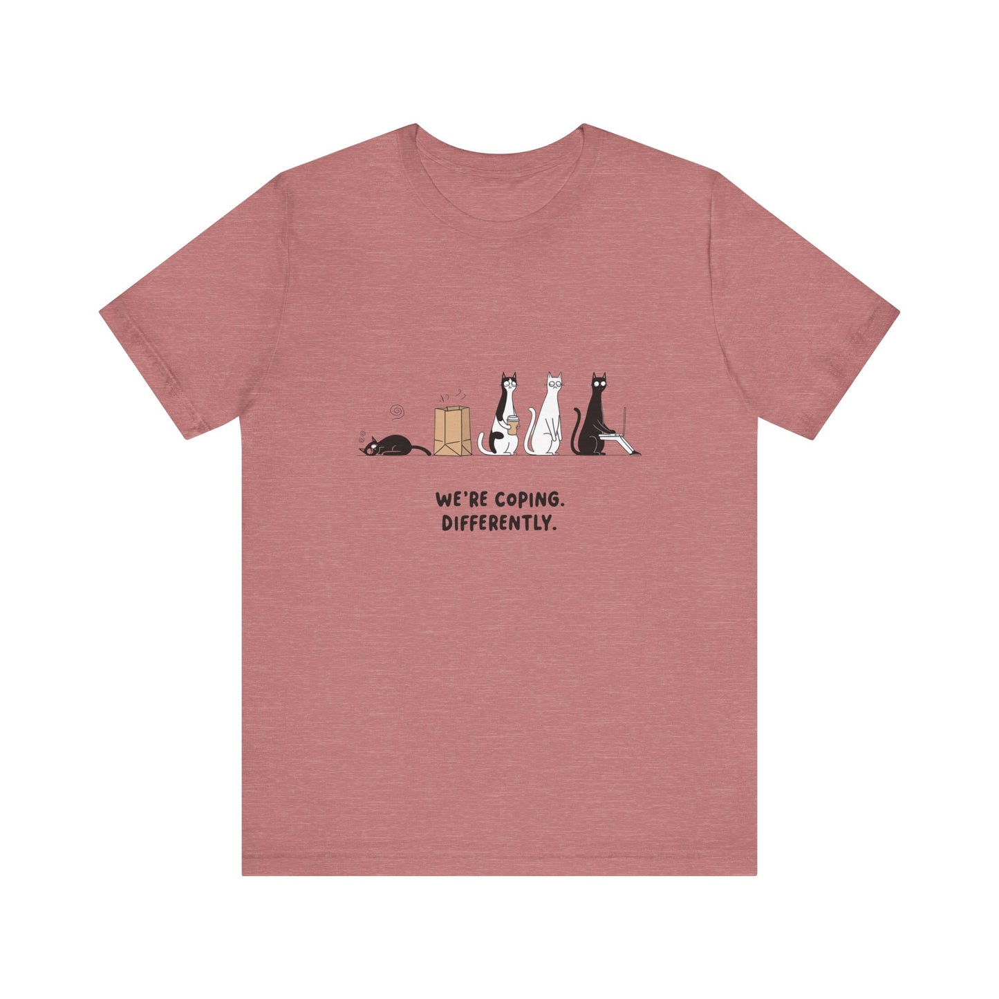 Quirky Cat Tee - We're Coping Differently, Cat Lovers Gift, Funny Pet Tee, Cute Animal Shirt, Unisex Graphic T-Shirt