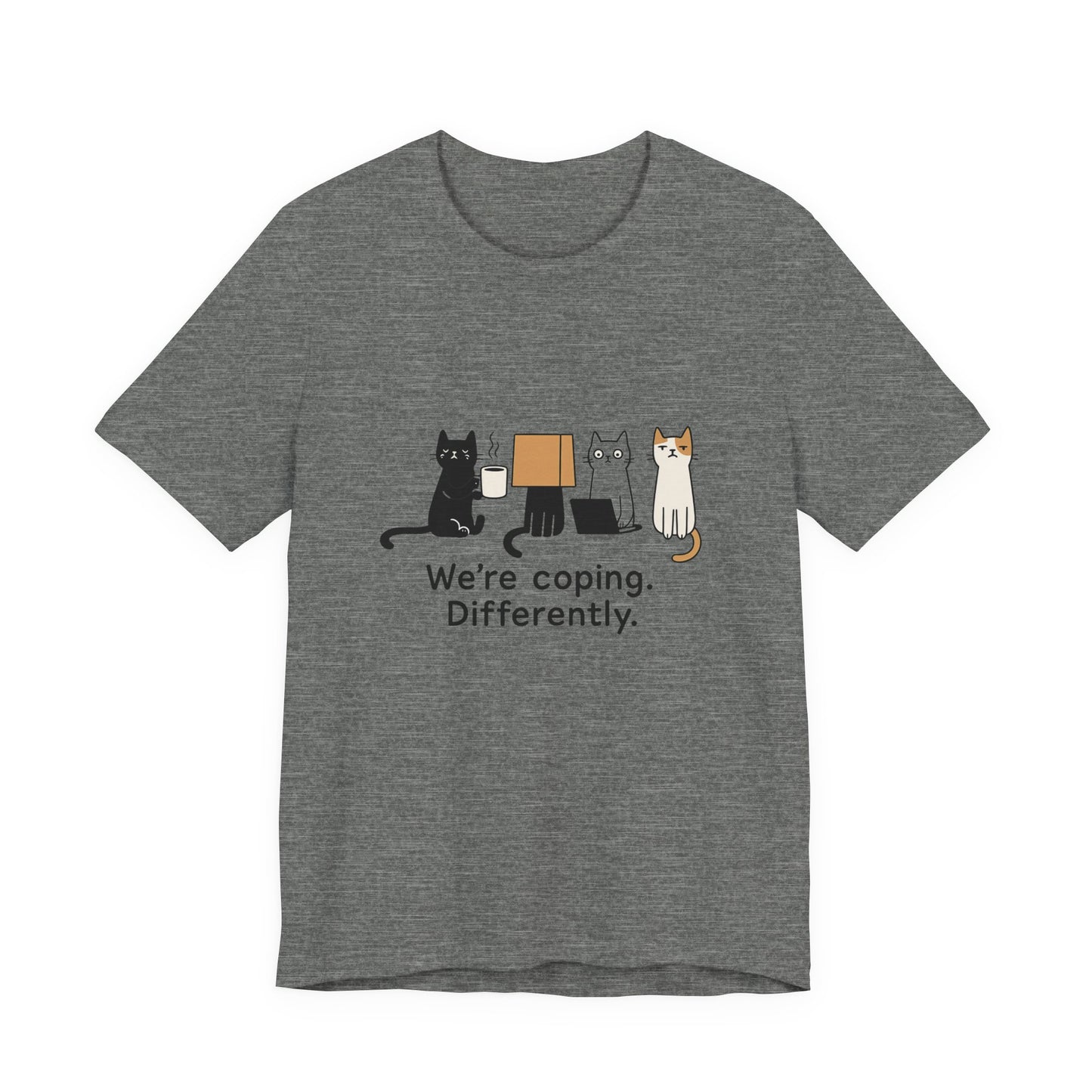 Coping Cat Tee, Unisex T-Shirt, Funny Cat Lover Gift, Unique Pet Owners Shirt, Gift for Cat Enthusiasts