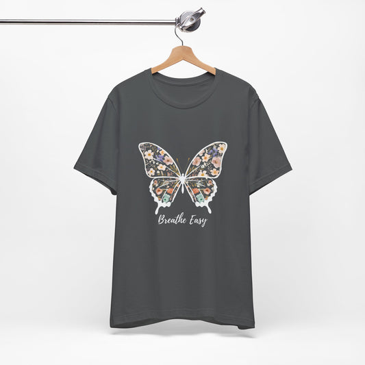 Floral Butterfly 'Breathe Easy' Tee - Relaxed Fit Unisex T-Shirt, Gift for Nature Lovers, Inspirational Shirt, Casual Wear, Summer Top