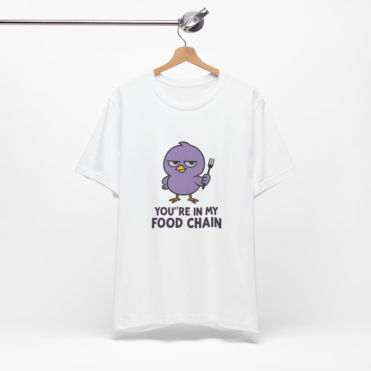 Funny Food Chain T-Shirt, Unisex Tee, Humorous Gift, Casual Wear, Bird Graphic Tee, Suitable for Birthdays, Comedy Enthusiasts