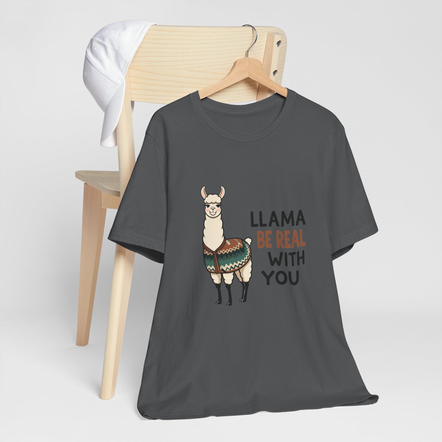 Llama Graphic Tee - Be Real With You - Cute Animal T-Shirt, Funny Shirt for Animal Lovers, Ideal Gift for Friends, Casual Wear
