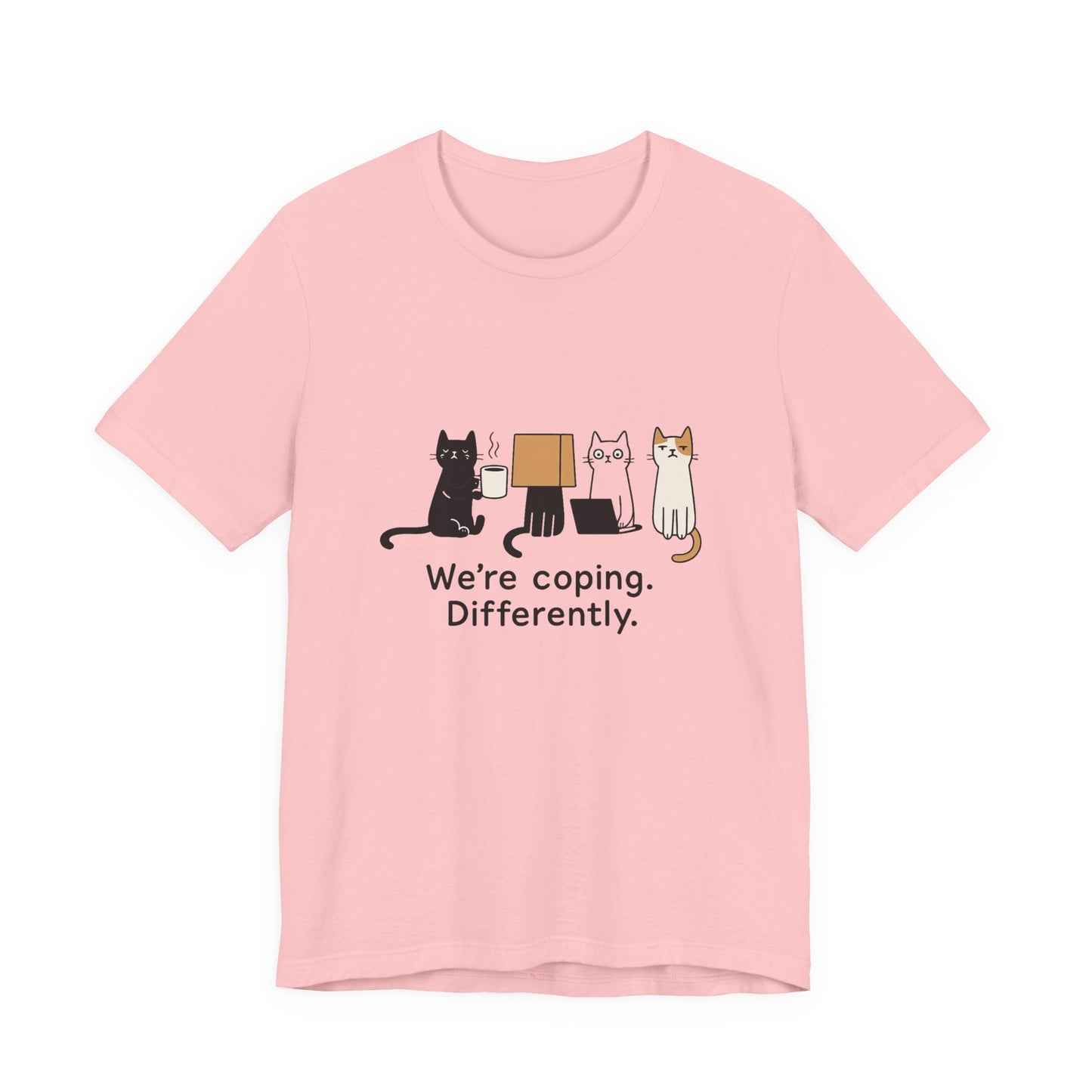 Coping Cat Tee, Unisex T-Shirt, Funny Cat Lover Gift, Unique Pet Owners Shirt, Gift for Cat Enthusiasts